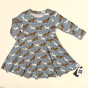 New Sweet Bamboo Ponies Please Dress Girls 2T Swirly Horses Equestrian Spring